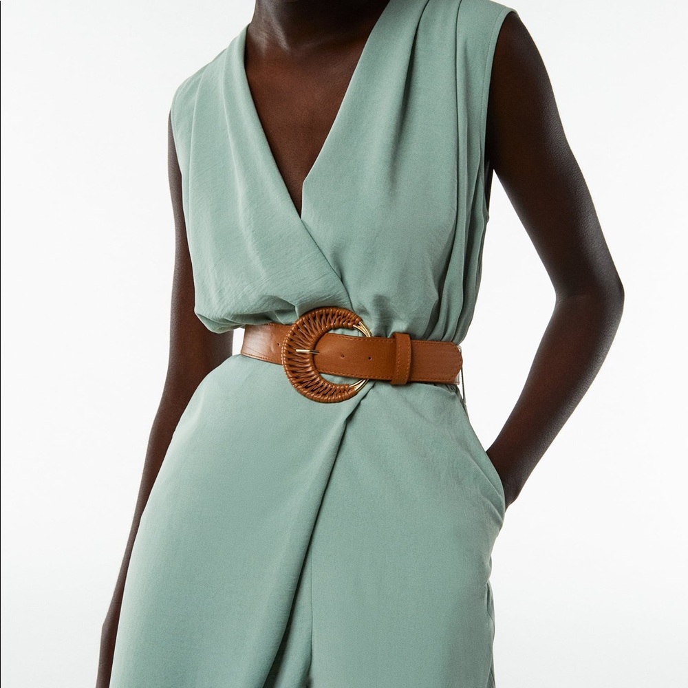 Zara green asymmetrical jumpsuit
